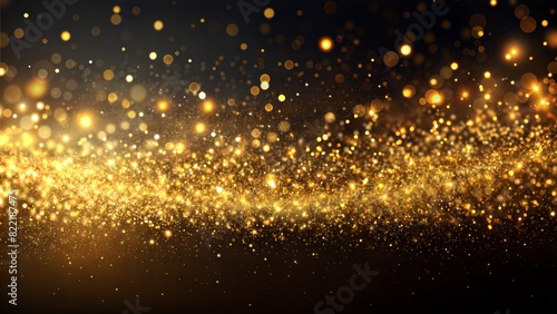 Golden Particles  Glowing golden particles dispersed on a dark background  creating a luxurious and elegant abstract effect. 