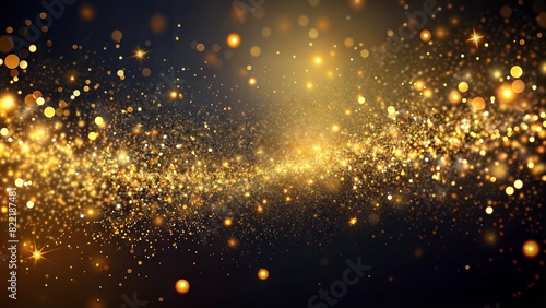 Golden Particles: Glowing golden particles dispersed on a dark background, creating a luxurious and elegant abstract effect. 