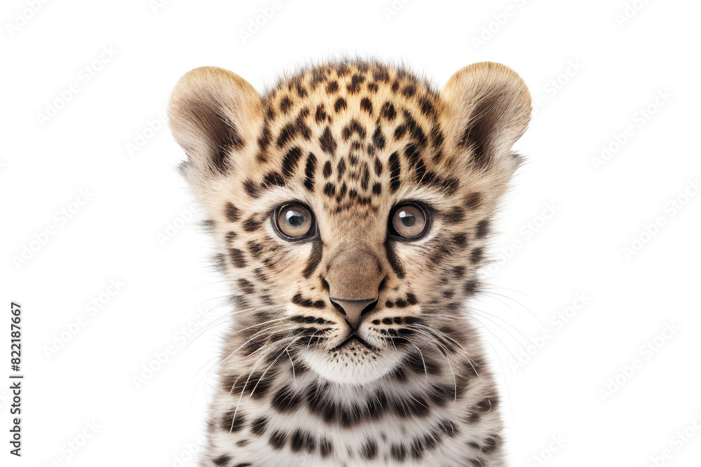 Baby leopard portrait. Generative AI illustration Baby leopard portrait. Generative AI illustration