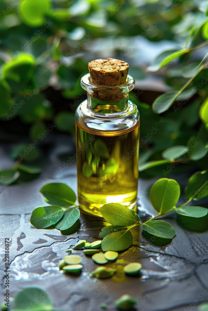 Moringa essential oil. Selective focus Moringa essential oil. Selective focus