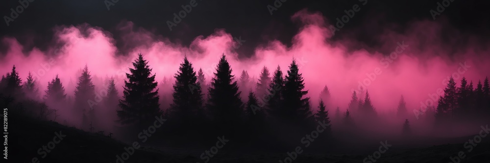Fototapeta premium pink fog on plain black dark background from Generative AI