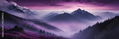 purple fog on mountain dark background from Generative AI #822189076
