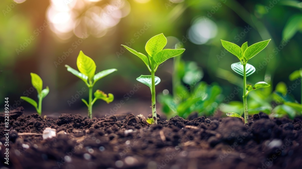 A small tree is growing from the ground.