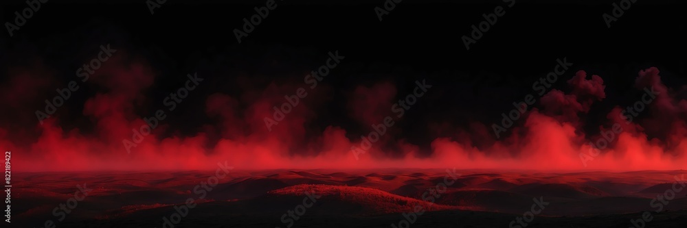 Fototapeta premium red fog on plain black dark background from Generative AI
