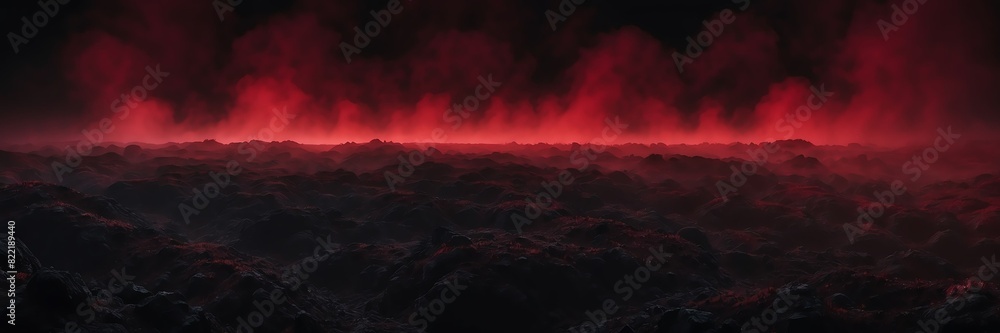 red fog on plain black dark background from Generative AI