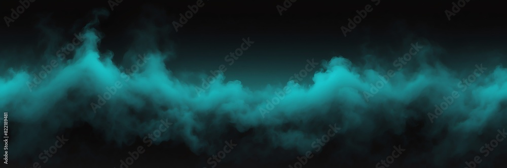 Obraz premium teal fog on plain black dark background from Generative AI