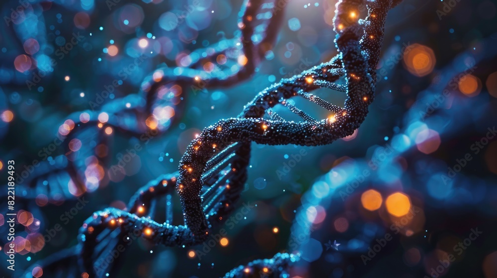 a DNA strand on blue background a DNA strand on blue background