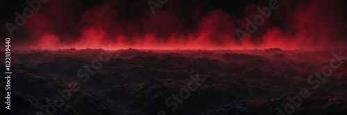 red fog on plain black dark background from Generative AI