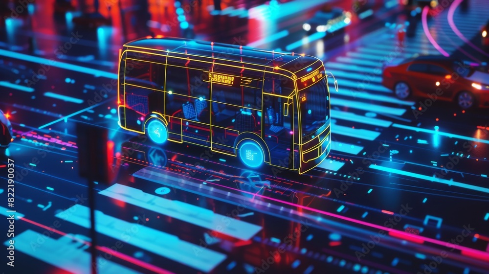 VECTOR: A smart autonomous bus and car ride through the night city. The ...