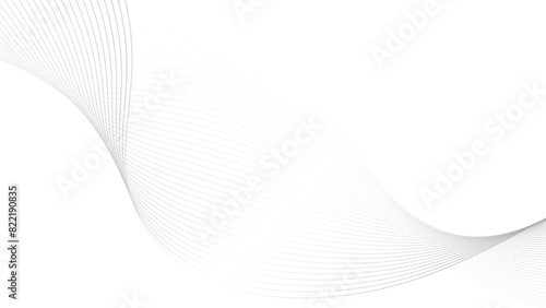 Gray and white abstract background with flowing particles. Digital future technology concept. Abstract white paper wave background and abstract gradient and white wave curve lines. 