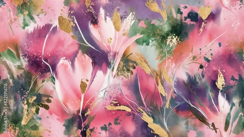 Floral flower water painting abstract background.