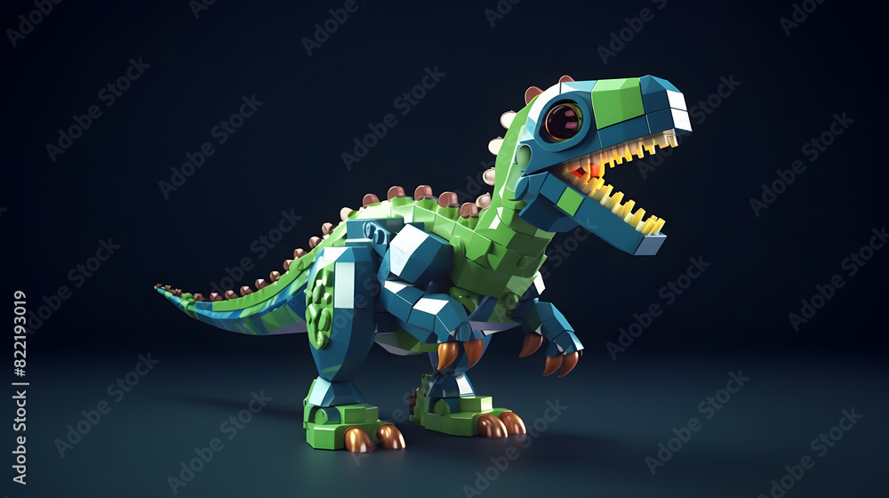 Obraz premium robot Allosaurus 3d pixel