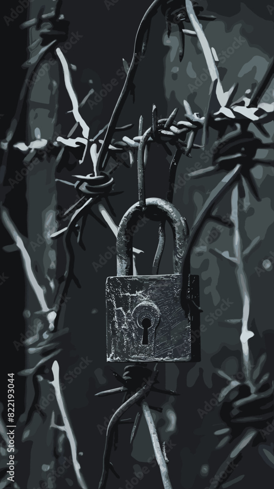  Impenetrable Fortress: Barbed Wire Padlock Guarding Secrets and Data