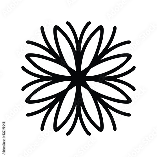 Simple shape mandala flowers, abstract floral elements, meditative flower motif. Flower sign and symbol.