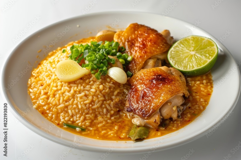 Traditional Filipino Arroz Caldo with zesty lime and savory fish sauce Traditional Filipino Arroz Caldo with zesty lime and savory fish sauce