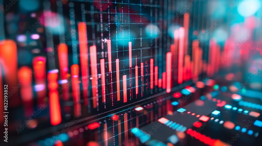A stock market graph. financial data or online trading concepts. technology trend in business. Financial Graphs and Data Visualization on Blue Background. A stock market graph. financial data or online trading concepts. technology trend in business. Financial Graphs and Data Visualization on Blue Background.