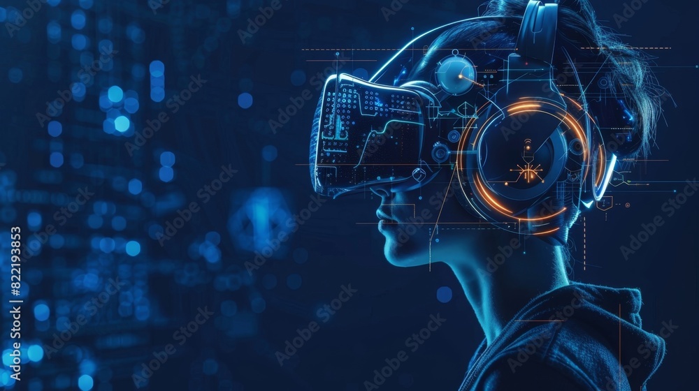 A portrait of a person wearing a headset with AI and blockchain logos highlighting the integration of these technologies in personal finance management. A portrait of a person wearing a headset with AI and blockchain logos highlighting the integration of these technologies in personal finance management.