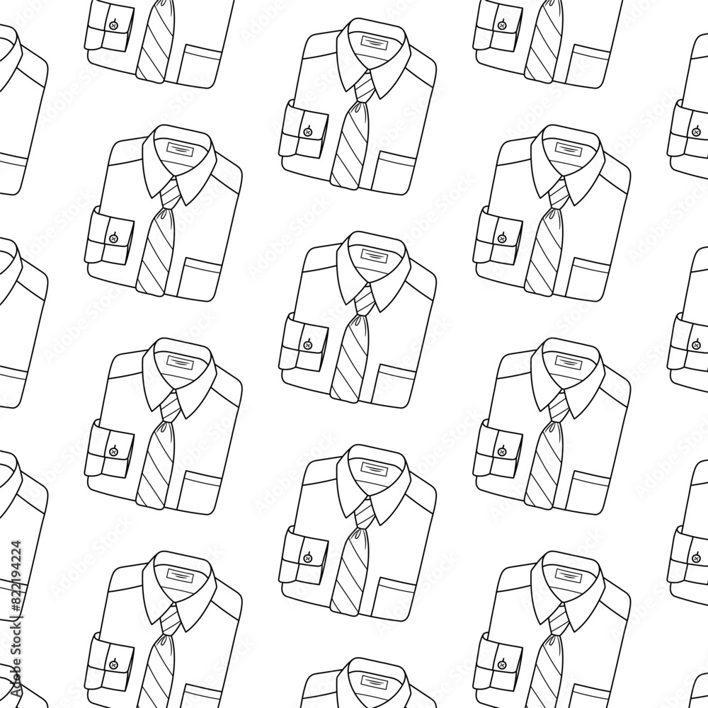 Formal shirt for men with tie, vector line seamless pattern background Formal shirt for men with tie, vector line seamless pattern background