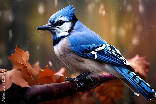 Blue Jay clipart in watercolor, Blue Jay bird isolated against a white backdrop.   © Baloch Arts