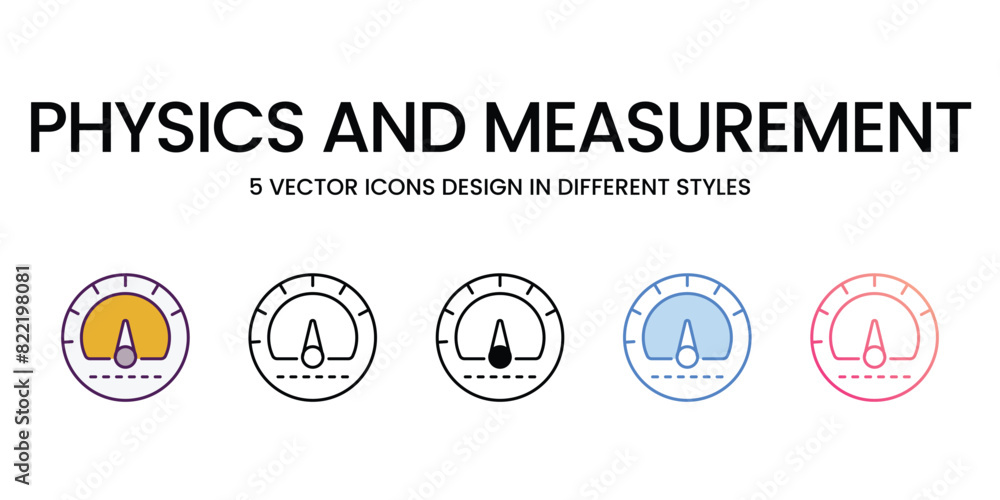 Physics And Measurement Icons different style vector stock illustration