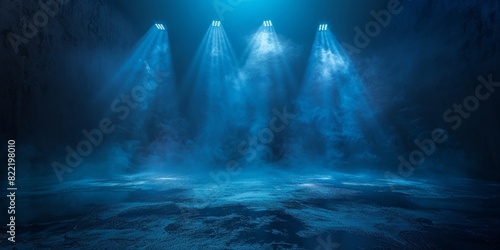 Wallpaper Mural Black background with blue spotlight,empty stage with  blue light, Empty dark scene with blue light. Torontodigital.ca