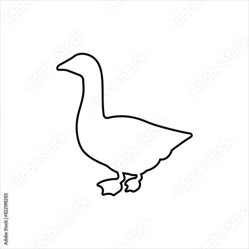 Duck silhouette outline icon vector. Farm duck icon. Livestock concept. Meat sign on white background. Duck meat badge. Duck illustration. Butcher logo