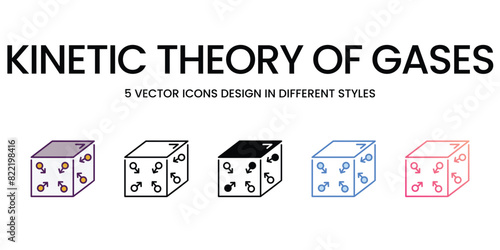 Kinetic theory of Gases Icons different style vector stock illustration