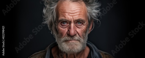 Charcoal background sad european white man grandfather realistic person portrait older person beautiful bad mood old man Isolated on Background ethnic diversity