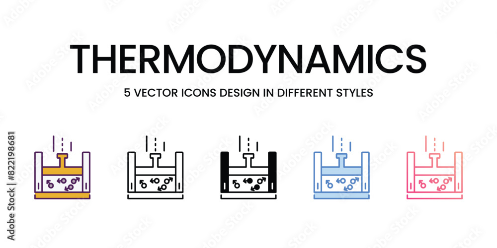 Thermodynamics Icons different style vector stock illustration Thermodynamics Icons different style vector stock illustration