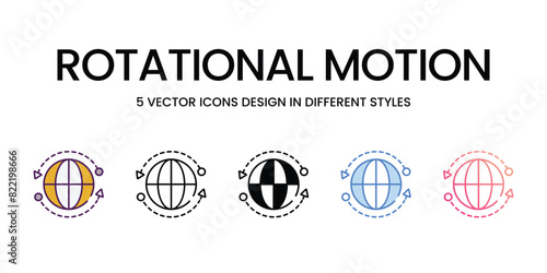 Rotational Motion Icons different style vector stock illustration photo