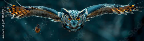 Photo realistic concept of an Owl hunting at night, showcasing its nocturnal prowess as it silently captures prey with precision in the darkness photo
