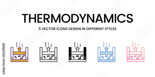 Thermodynamics Icons different style vector stock illustration photo