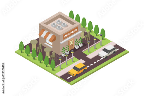 Isometric fast food building