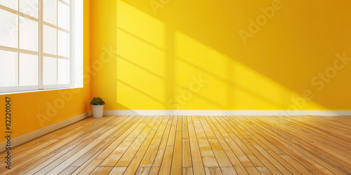 Bright Yellow Accent Wall: A single wall painted in bright yellow, adding pops of color to the room