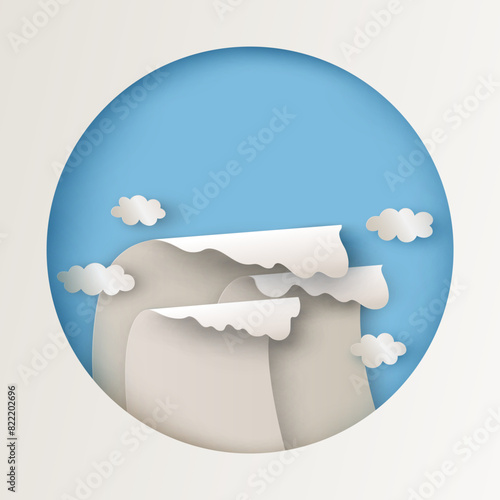 Stormy sea wave. Ocean wave. paper cut and craft style. vector, illustration.