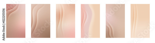 Nude gradient. Pastel nude background set, modern gradient vector design. Trendy screen.