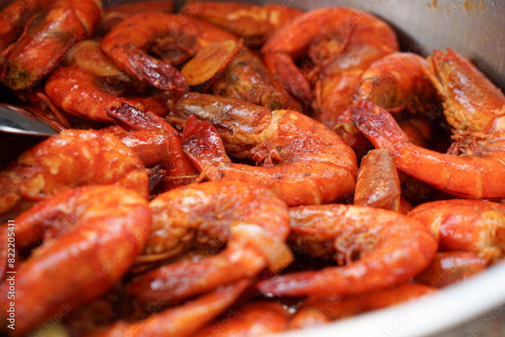 Close up of Sambal Udang or Spicy Prawn in Chili Paste. Close up of Sambal Udang or Spicy Prawn in Chili Paste.