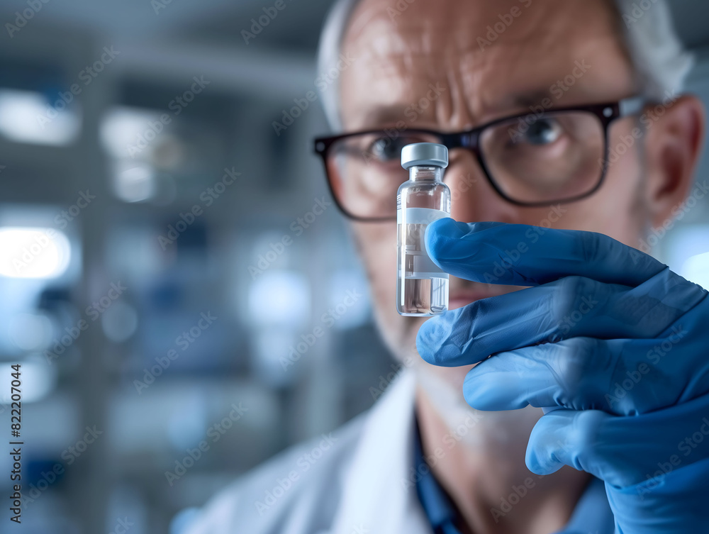 male healthcare provider holding a vial