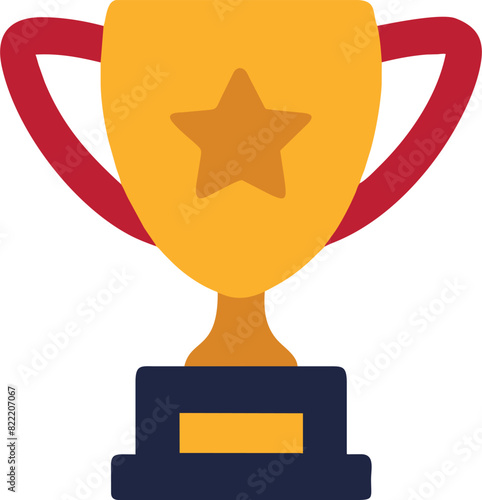 gold cup with ribbon, minimum details, icon