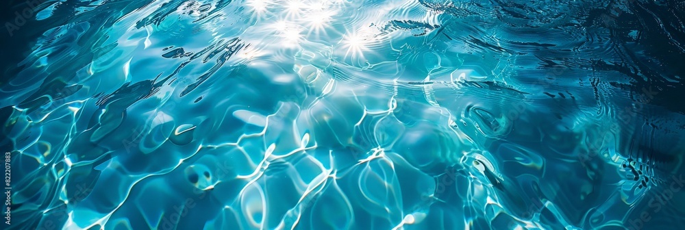 Fototapeta premium blue water surface swimming pool texture background, banner