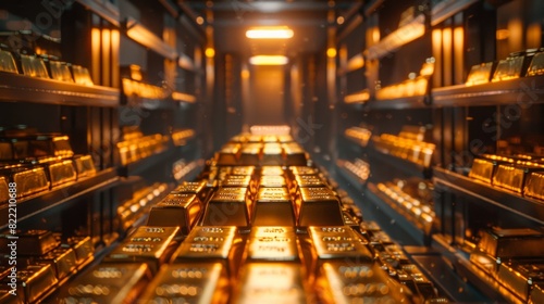 High-detail photo of gold bars in a secure vault with trading overlays © G.Go