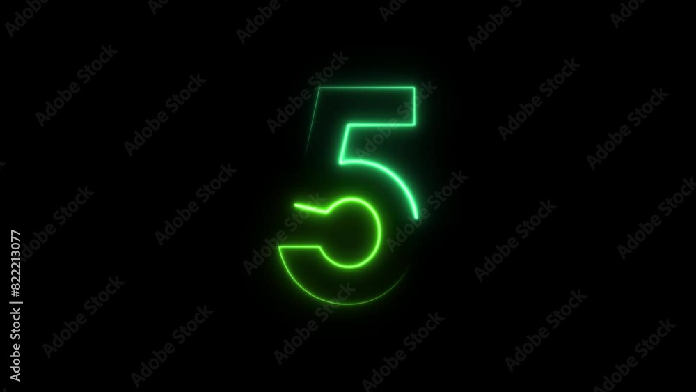 Modern flickering neon number 5 animation Modern flickering neon number 5 animation