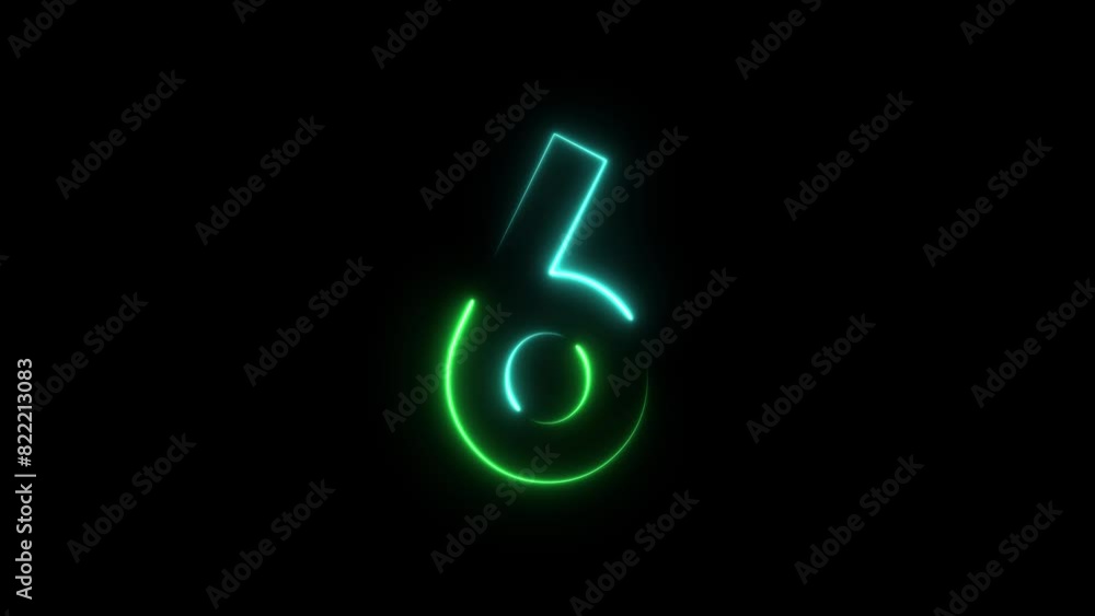 Modern flickering neon number 6 animation Modern flickering neon number 6 animation
