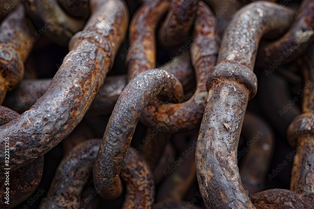 Echoes of history in rusty chains and shackles. Bearing witness to past oppression. Echoes of history in rusty chains and shackles. Bearing witness to past oppression.