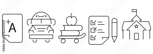 Set of thin line education and school icon. Vector illustration editable.