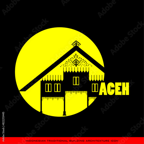 Acehnese Traditional House Icons, a series of architectural icons for traditional Indonesian houses