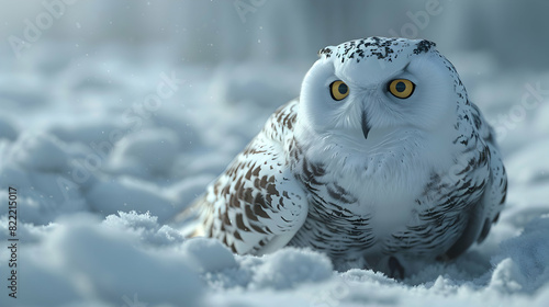 Snow owl hunting in Arctic tundra: showcasing stealth and precision in a harsh environment