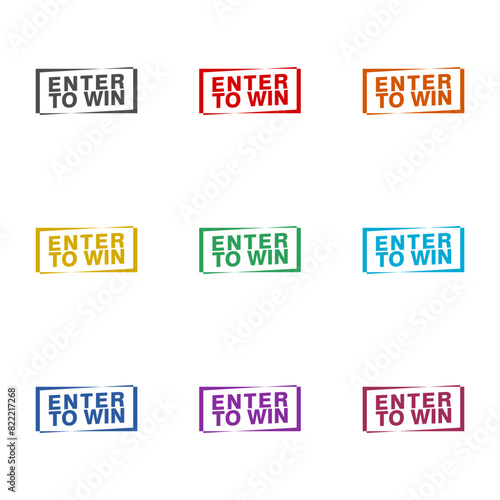 Enter to win simple icon isolated on white background. Set icons colorful