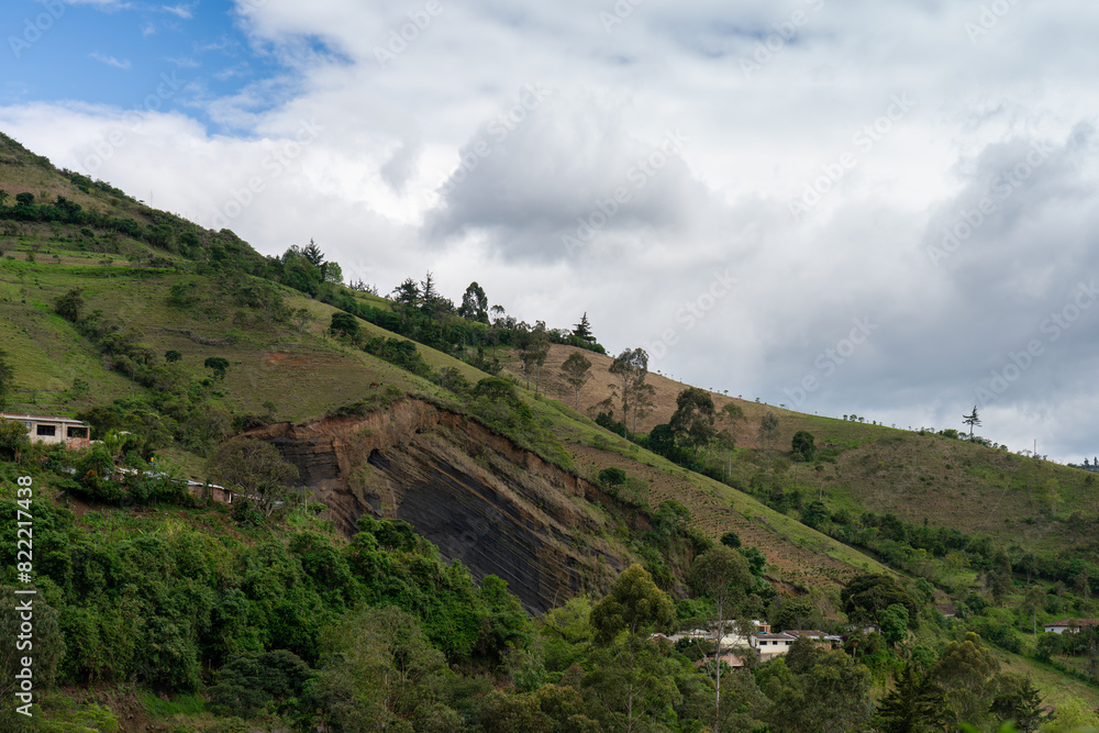 Crop field on the side of a mountain in a Colombian landscape Crop field on the side of a mountain in a Colombian landscape