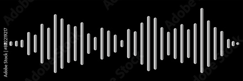  sound waves icons. Audio waves png  radio waves. Voice messaged Wave icon. Monochrome simple sound wave on black  background. Vector sound wave icon. Music player sound bar. Record interface.  eps10